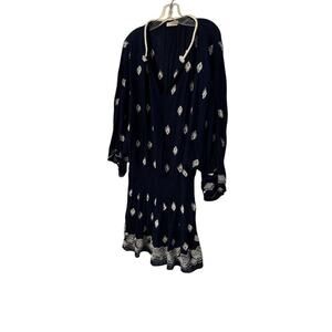 Ramy Brook Katana Coverup Mini Dress Navy Blue Embellished Sz L